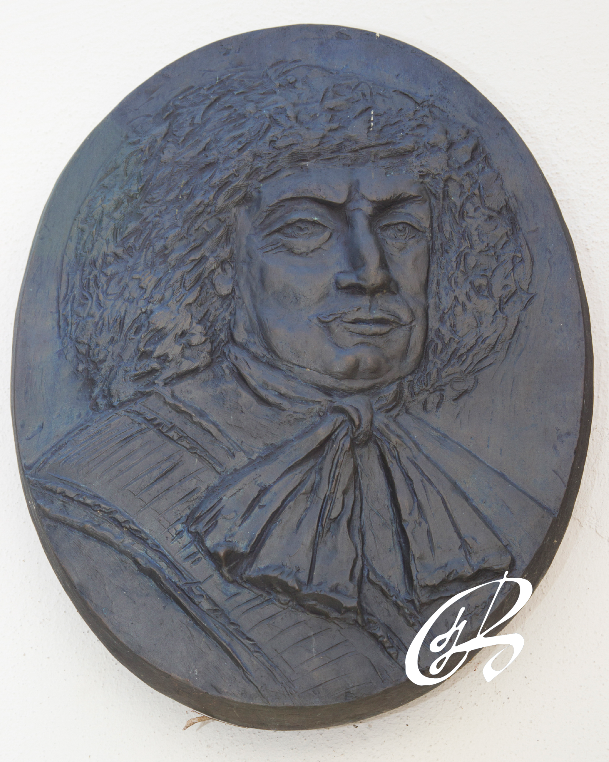 Eine Skultpur von Johann Joachim Becher.