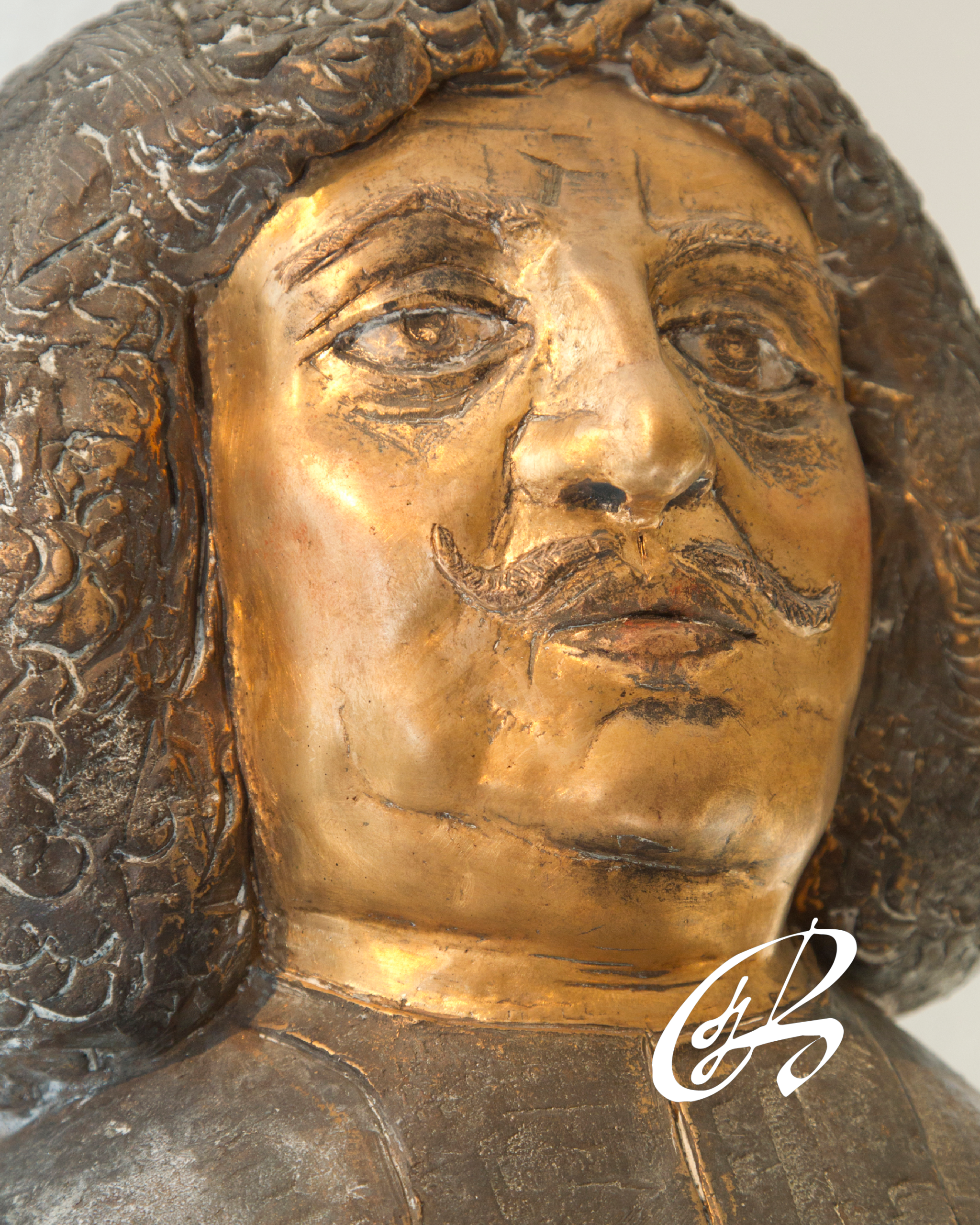 Eine goldene Büste von Johann Joachim Becher.